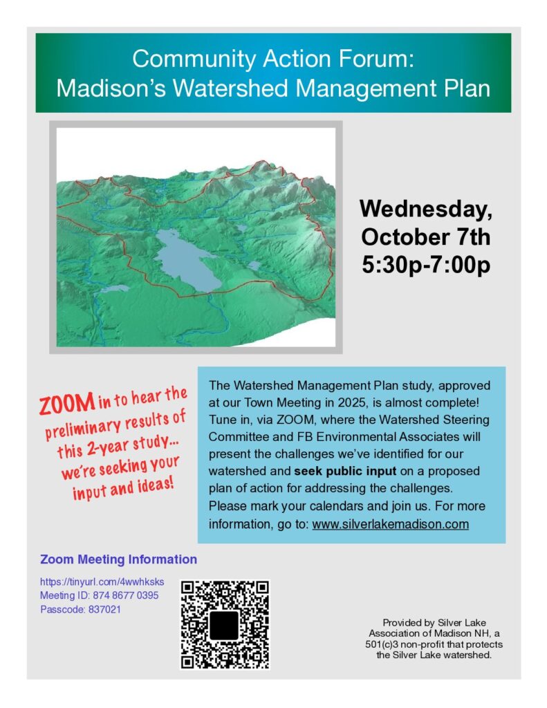 Community Action Forum poster: Madison's Watershed Management Plan, Wednesday, October 7, 2026, 5:30–7:00 p.m. on Zoom